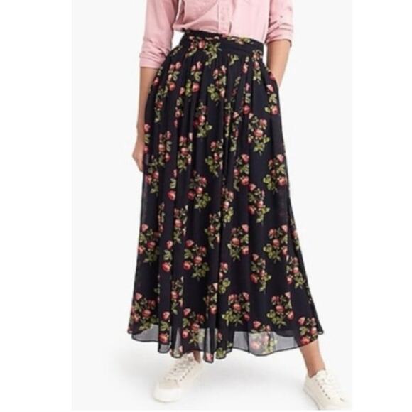 J Crew Point Sur Size 6 Floral Maxi Skirt Lined Chiffon - Picture 1 of 8